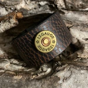 Brown Leather Bracelet with 12 Gauge Concho